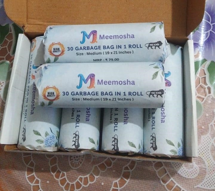 MEEMOSHA Black Garbage Bags Medium for Dustbin, For Dry & Wet Waste | 180 Pcs | Medium 19 X 21 Inches | 30 Pcs x Pack of 6 | Home | Office